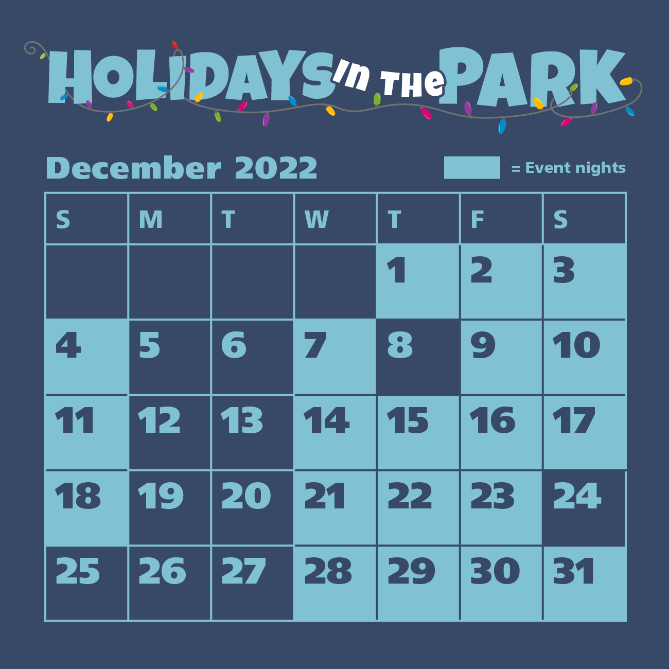 Schedule for Holidays in the Park
